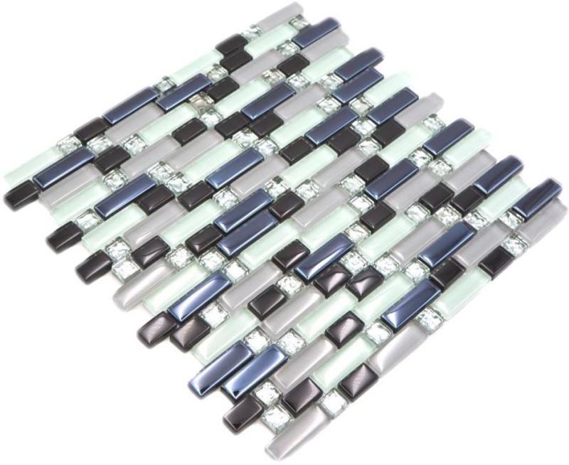 Carreau de mosaïque translucide blanc gris noir composite Mosaïque de verre Crystal EP blanc gris noir MOS87-IL007_f | 10 tapis de mosaïque