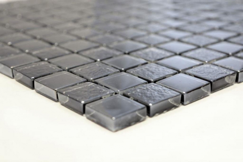 Carreau de mosaïque Translucide noir Mosaïque de verre Crystal Lüster noir MOS88-8LU89_f | 10 Tapis de mosaïque