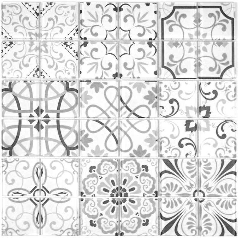 Mosaïque rétro vintage gris translucide Mosaïque de verre Crystal GERMANY MOS68-Retro-G_f | 10 tapis de mosaïque