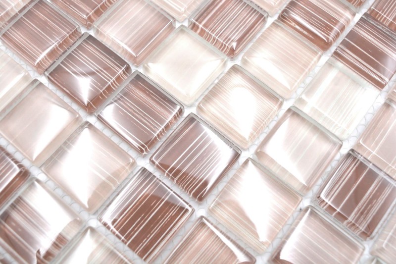 Carreau de mosaïque translucide beige barré Mosaïque de verre Crystal beige barré MOS74-1209_f | 10 Tapis de mosaïque
