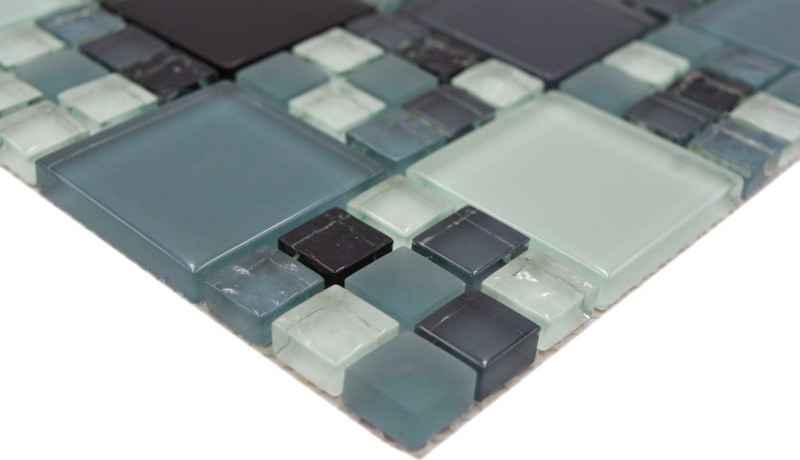 Carreau de mosaïque gris translucide noir combinaison mosaïque de verre Crystal gris noir gris mat MOS78-0204_f | 10 tapis de mosaïque