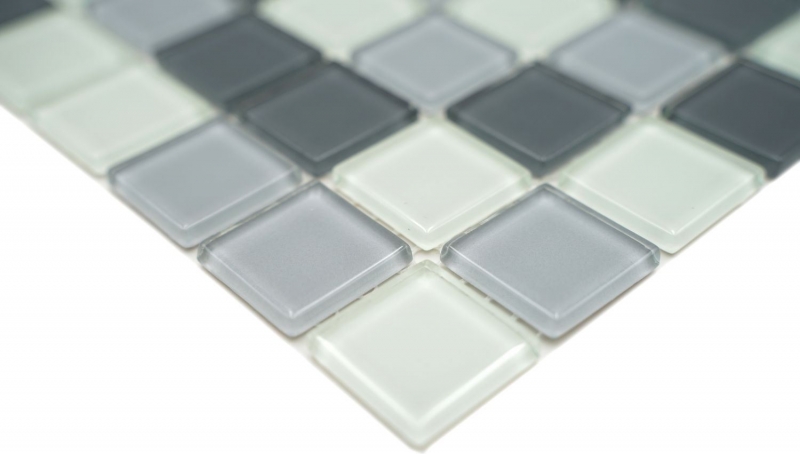 Carreau de mosaïque Translucide gris Mosaïque de verre Crystal gris SALLE DE BAIN WC CUISINE MUR MOS62-0204_f | 10 Tapis de mosaïque