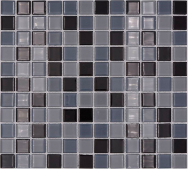 Carreau de mosaïque Translucide noir Mosaïque de verre Crystal noir BAD WC cuisine MUR MOS62-0208_f | 10 Tapis de mosaïque