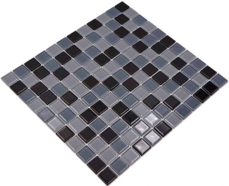 Carreau de mosaïque Translucide noir Mosaïque de verre Crystal noir BAD WC cuisine MUR MOS62-0208_f | 10 Tapis de mosaïque