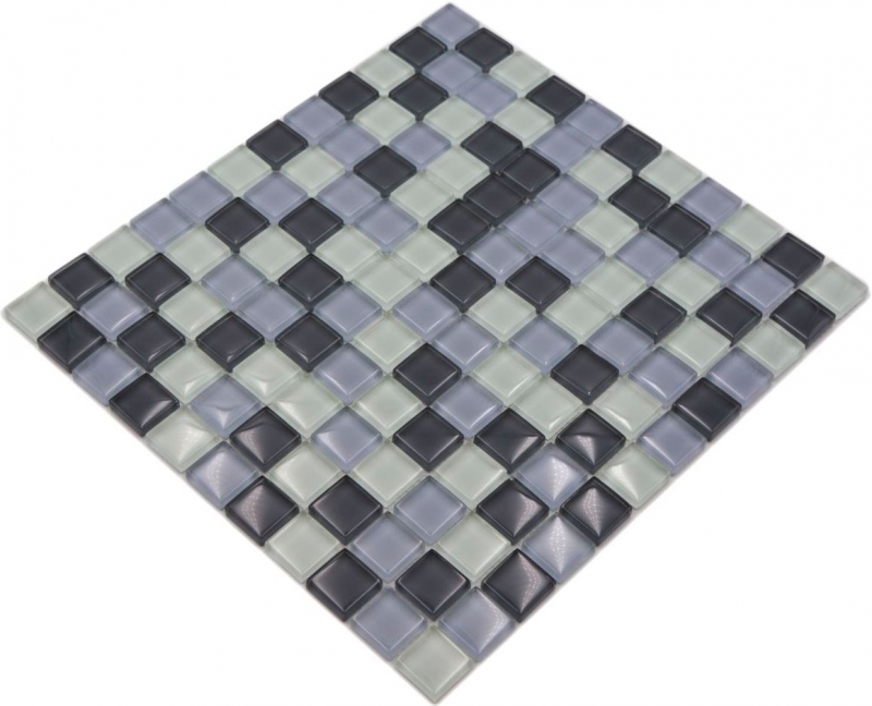 Carreau de mosaïque Translucide gris Mosaïque de verre Crystal gris SALLE DE BAIN WC CUISINE MUR MOS72-0204_f | 10 Tapis de mosaïque