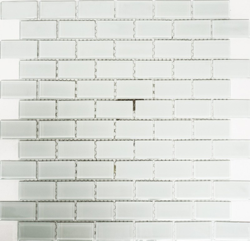 Carreau de mosaïque Translucide blanc Brick Mosaïque de verre Crystal blanc SALLE DE BAIN WC CUISINE MUR MOS66-0102_f | 10 Tapis de mosaïque