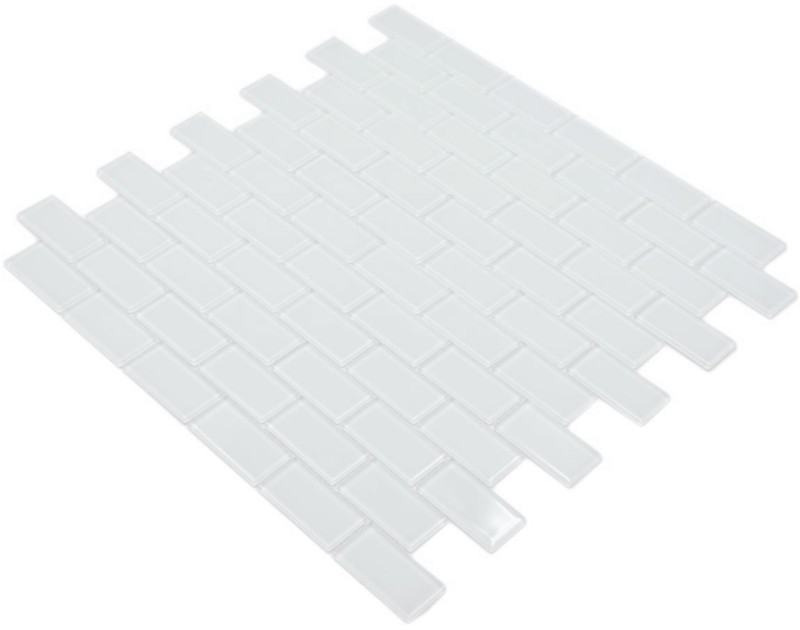 Carreau de mosaïque Translucide blanc Brick Mosaïque de verre Crystal blanc SALLE DE BAIN WC CUISINE MUR MOS66-0102_f | 10 Tapis de mosaïque
