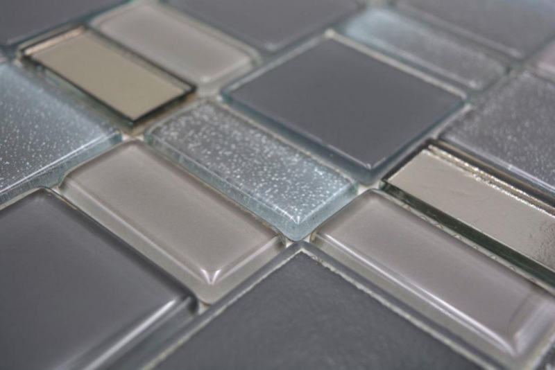 Carreau mosaïque gris translucide combinaison gris irisé MOS68-0213G_f | 10 Carreaux mosaïque
