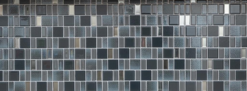 Carreau mosaïque gris translucide combinaison gris irisé MOS68-0213G_f | 10 Carreaux mosaïque