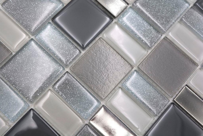 Carreau mosaïque translucide fumé combinaison irisé fumé MOS68-0216F_f | 10 Carreaux mosaïque