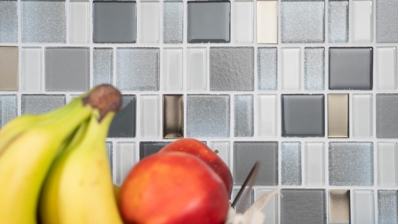 Carreau mosaïque translucide fumé combinaison irisé fumé MOS68-0216F_f | 10 Carreaux mosaïque