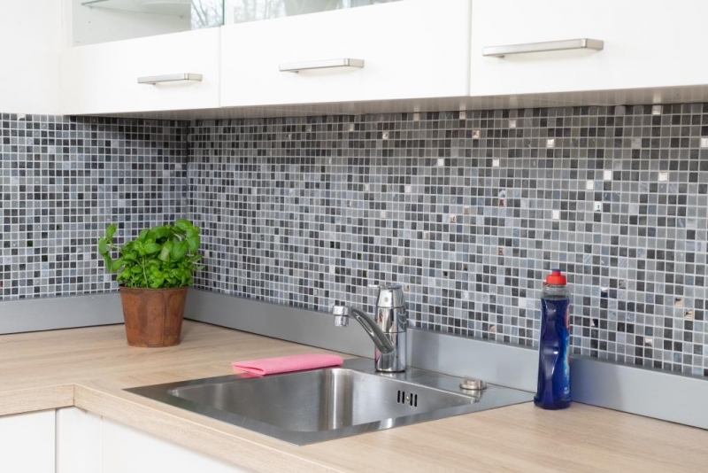 Carreau de mosaïque Pierre translucide noir NERO SALLE DE BAIN WC CUISINE MUR MOS91-0334_f | 10 Tapis de mosaïque