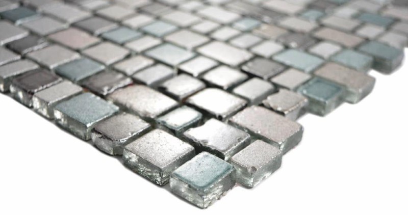 Mosaïque transparente Crystal Mosaïque de verre gris beige mur carreaux cuisine salle de bain_f | 10 tapis de mosaïque