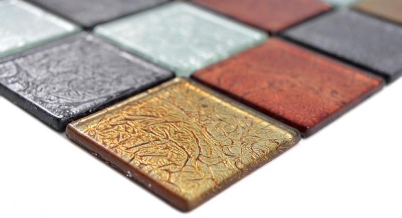 Mosaïque de verre transparente Crystal or argent noir rouge structure mur carrelage cuisine salle de bain MOS73-71739_f | 10 tapis de mosaïque