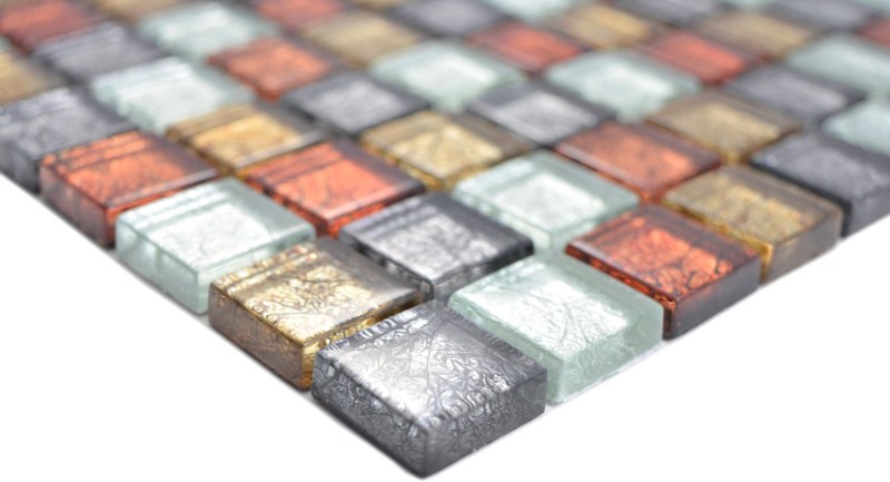 Mosaïque de verre transparente Crystal or argent noir rouge structure mur carrelage cuisine salle de bain MOS88-71739_f | 10 tapis de mosaïque