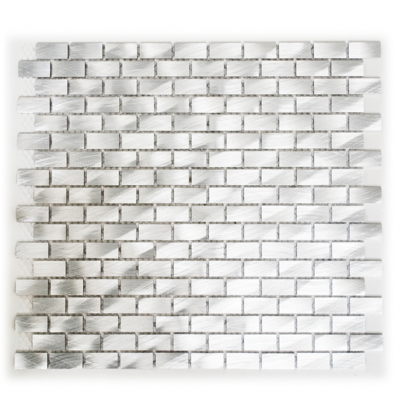 Mosaïque dosseret aluminium argenté Brick carrelage cuisine MOS48-0204_f