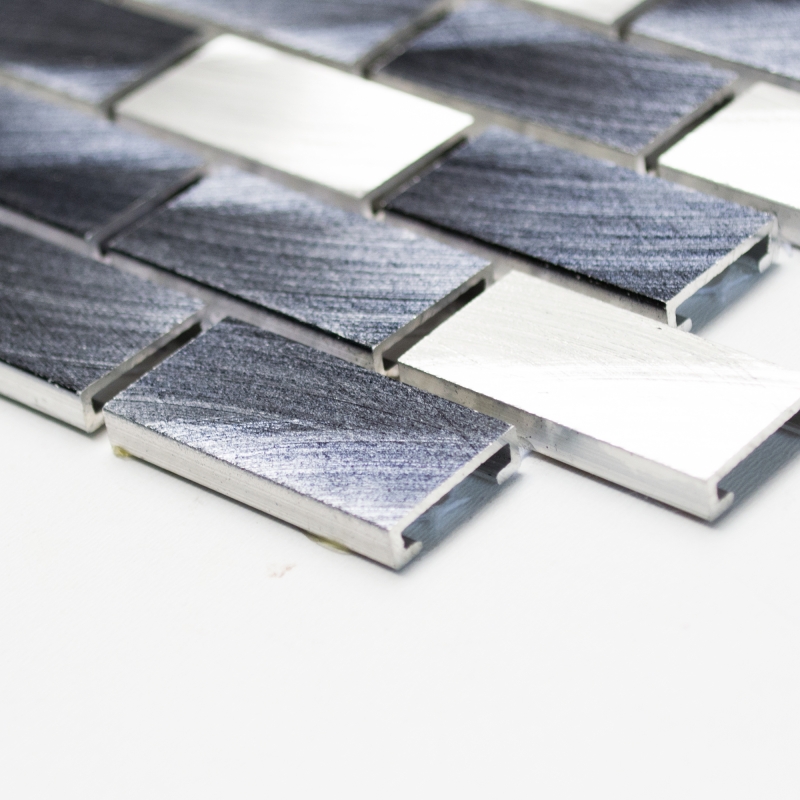 Mosaïque Fond aluminium baguettes noir Fond cuisine MOS48-0208_f