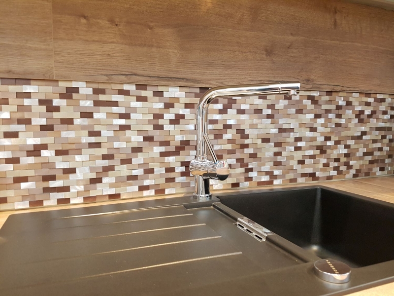 Mosaïque de fond aluminium Brick 3D alu argent cuivre MOS49-0207_f
