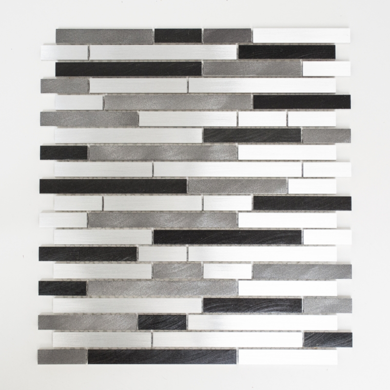 Mosaïque mur arrière Aluminium composite Alu gris noir Miroir à carreaux MOS49-0308_f