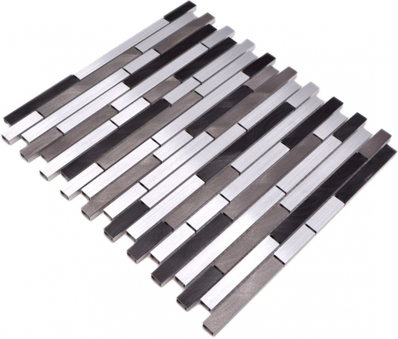 Mosaïque mur arrière Aluminium composite Alu gris noir Miroir à carreaux MOS49-0308_f