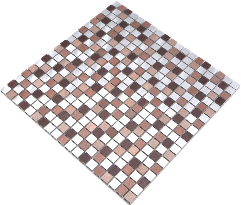 Mosaïque dosseret aluminium beige marron alu cuivre carrelage cuisine MOS49-A971_f