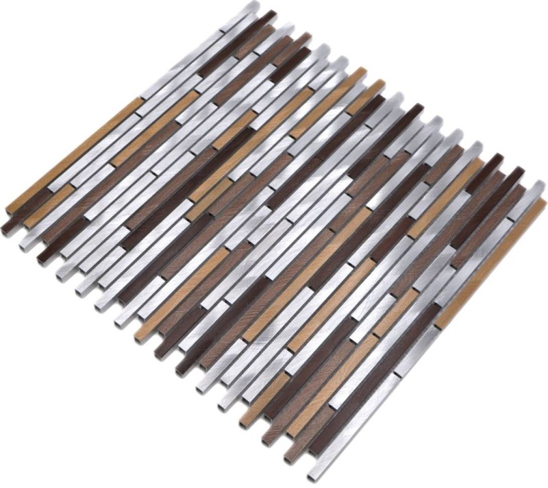 Mosaïque dosseret aluminium beige marron composite alu cuivre miroir carrelage cuisine MOS49-A981_f