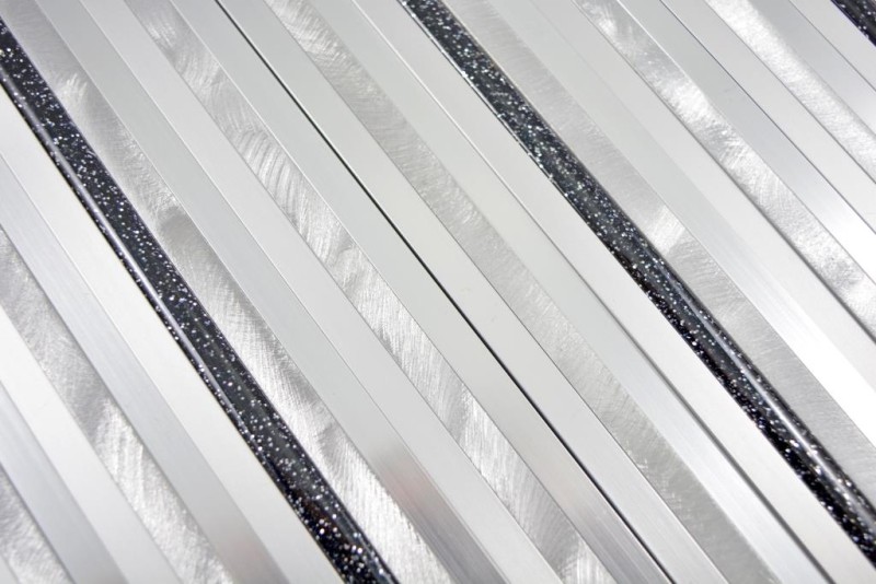 Mosaïque panneau arrière aluminium composite aluminium argenté mat brossé poli Glitter black MOS49-L402GB_f