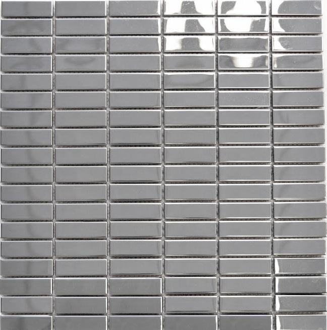 Mosaïque acier inoxydable argenté Rectangle argenté Acier brillant Fond de cuisine MOS129-0215_f