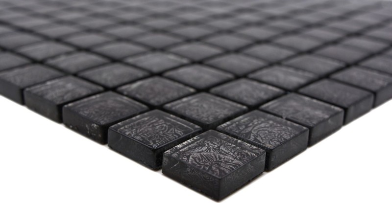 Mosaïque de fond Mosaïque de verre noir structure MOS126-8BL17_f