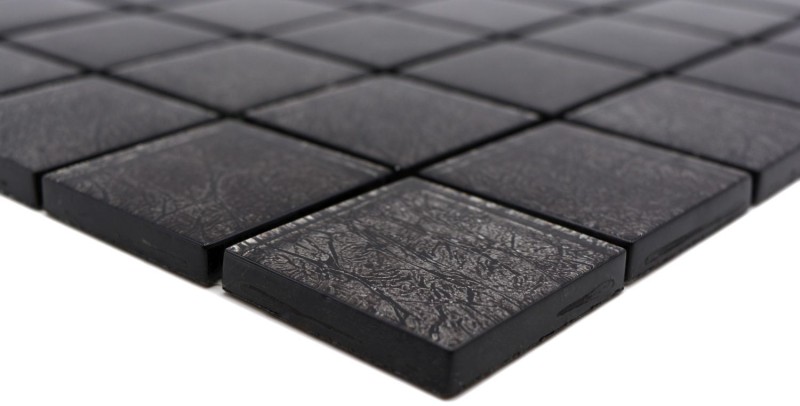 Mosaïque de fond Mosaïque de verre noir structure MOS126-8BL27_f