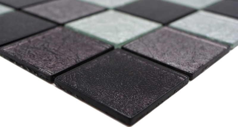 Mosaïque fond noir Mosaïque de verre argenté structure noire MOS126-1704_f
