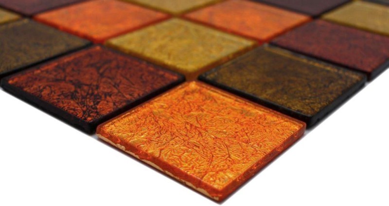 Mosaïque de fond Mosaïque de verre or orange structure MOS120-07424_f