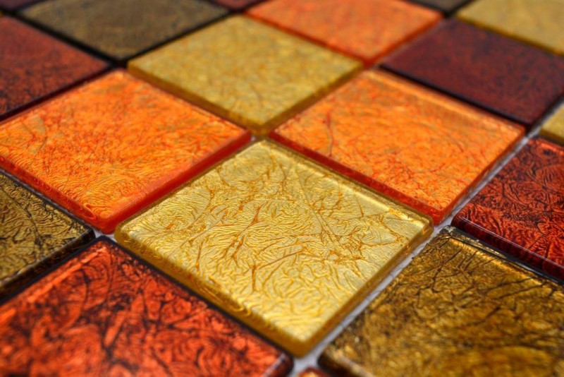 Mosaïque de fond Mosaïque de verre or orange structure MOS120-07424_f