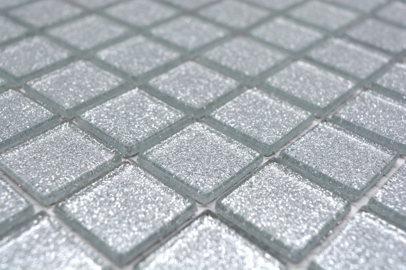 Mosaïque arrière Mosaïque de verre translucide Crystal argent martelé MOS60-0207_f