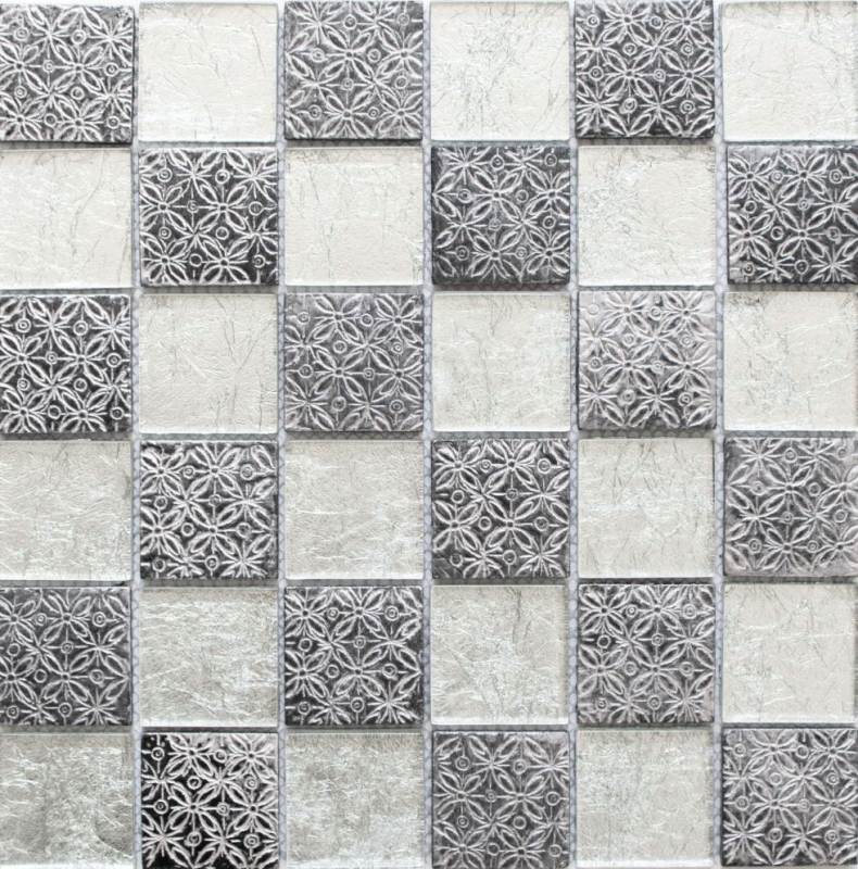 Mosaïque arrière translucide argentée Mosaïque en verre Crystal Resin optique argentée MOS88-8OP6_f