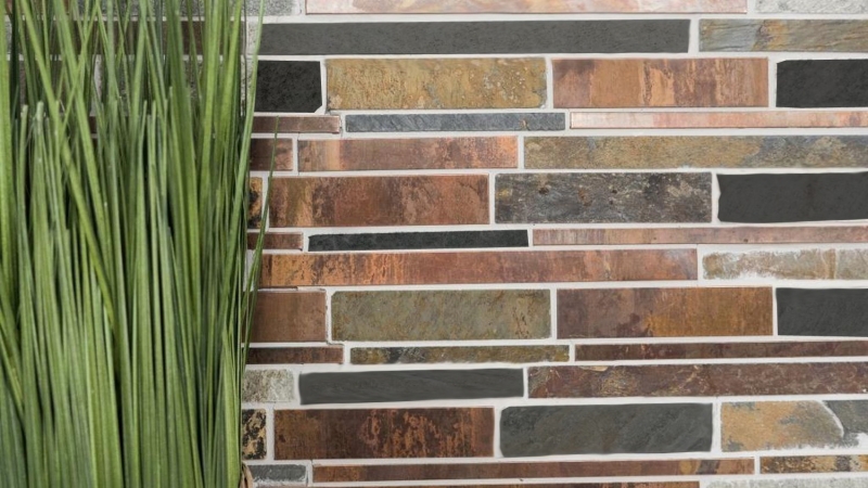 Mosaïque pierre cuivre gris rouille cuivre composite pierre dos cuisine MOS47-XSK565_f