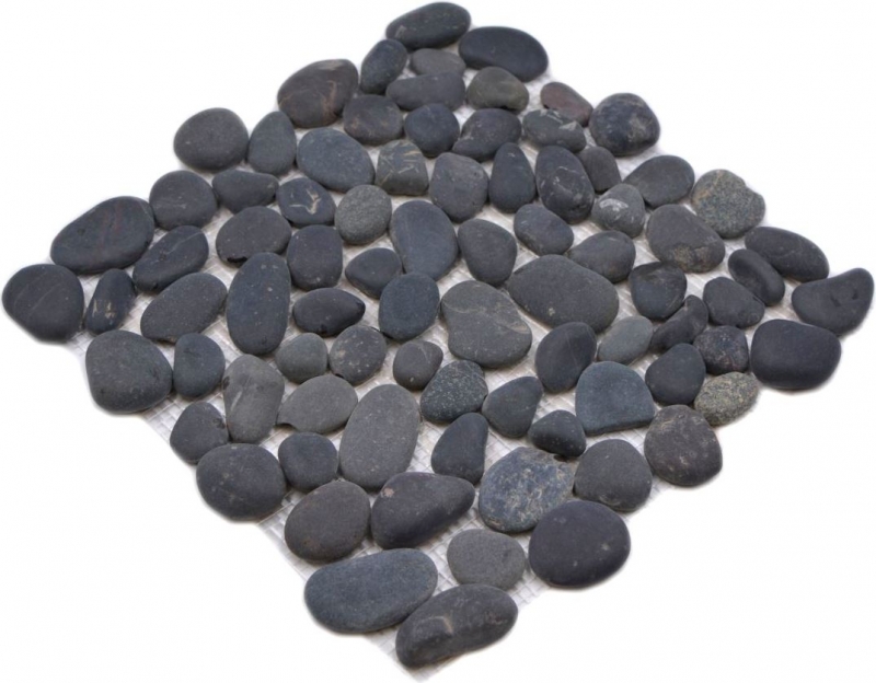 Mosaïque galet de rivière galet de pierre bombé gris foncé MOS30-0208_f