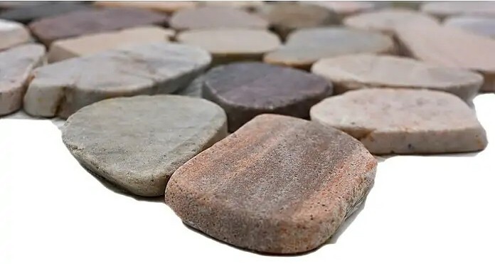 Mosaïque galets de rivière galets de pierre coupés beige gris rouge MOS30-0204_f