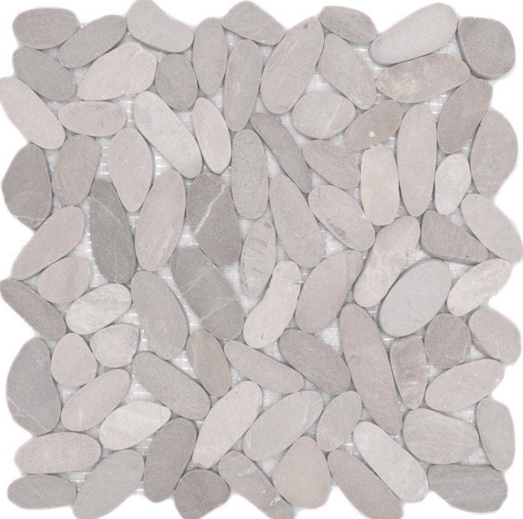 Mosaïque galet de rivière galet de pierre beige clair galet taillé TAN 5 7 MOS30-IN10_f
