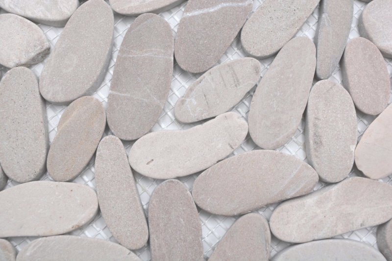 Mosaïque galet de rivière galet de pierre beige clair galet taillé TAN 5 7 MOS30-IN10_f