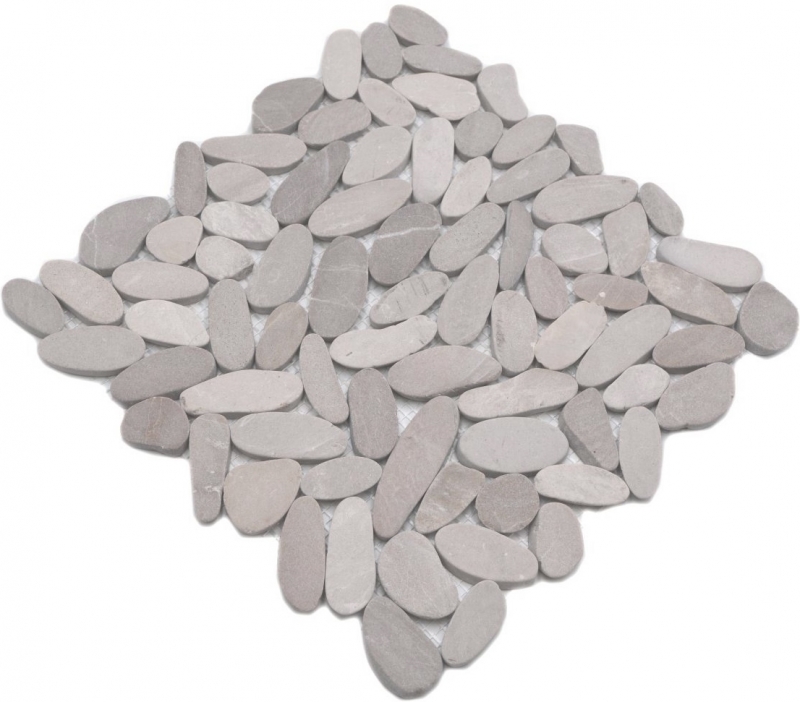 Mosaïque galet de rivière galet de pierre beige clair galet taillé TAN 5 7 MOS30-IN10_f