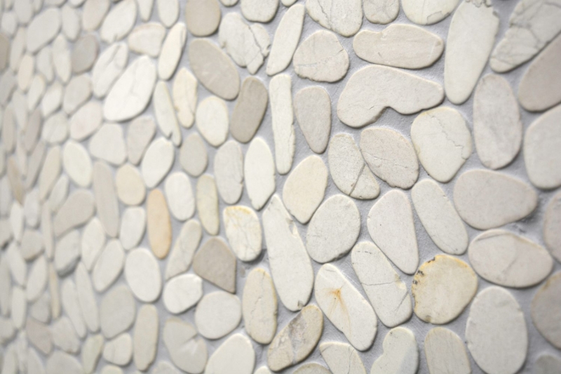 Mosaïque galet de rivière galet de pierre coupé blanc 5 7 MOS30-IN14_f