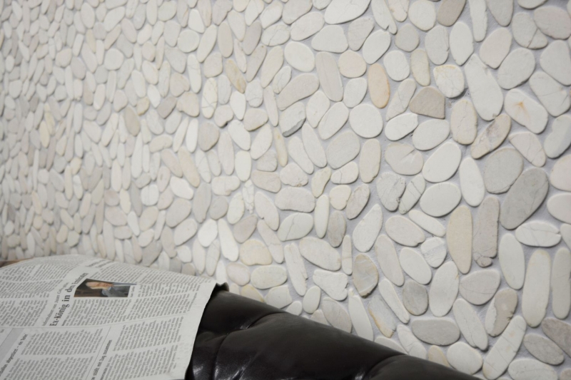 Mosaïque galet de rivière galet de pierre coupé blanc 5 7 MOS30-IN14_f