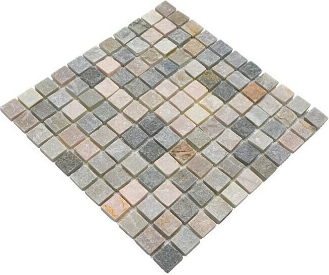 Mosaïque Carreau en quartzite Pierre naturelle Quartzite beige Dos de cuisine Protection anti-éclaboussures gris MOS36-0206_f