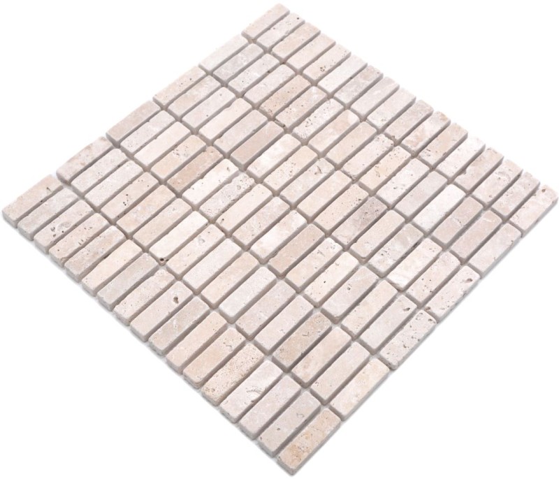 Mosaïque Travertin Pierre naturelle beige baguettes Chiaro Antique Travertin MOS43-46158_f