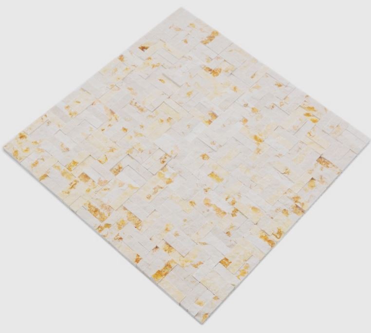 Mosaïque Carreau de marbre Pierre naturelle Parquet Splitface sunny beige 3 D MOS42-x3d63_f