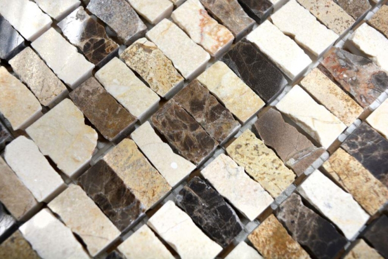 Mosaïque Marbre Pierre naturelle Bâtons beige Carpet Crema Marfil Dark Emperador honed MOSSopo-M10-VH21_f