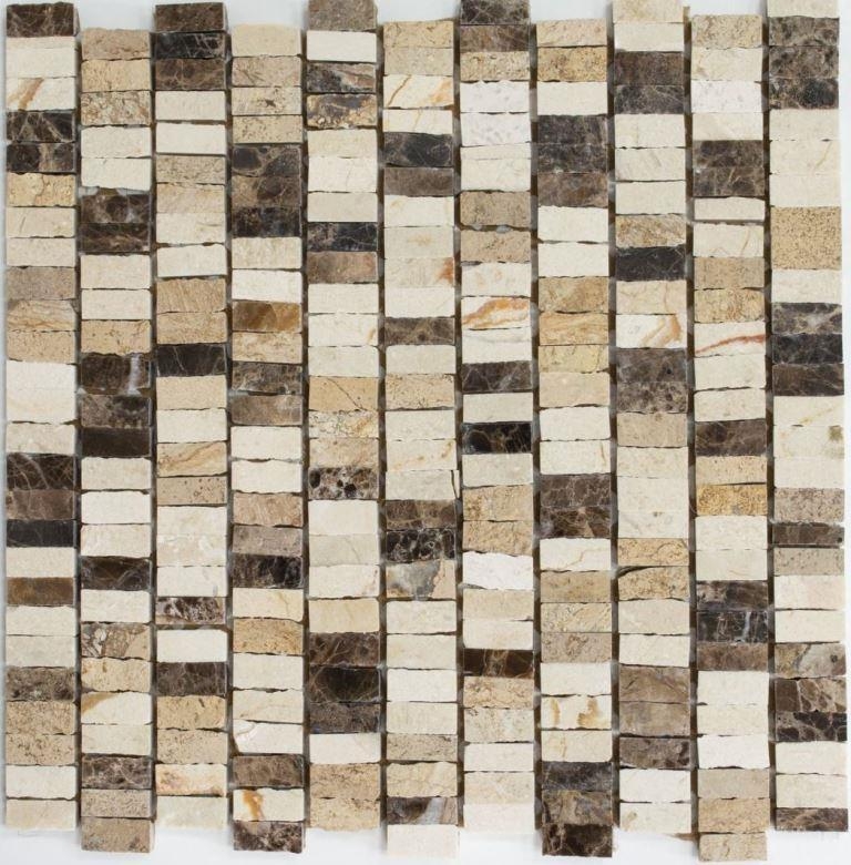 Mosaïque Marbre Pierre naturelle Bâtons beige Carpet Crema Marfil Dark Emperador honed MOSSopo-M10-VH21_f