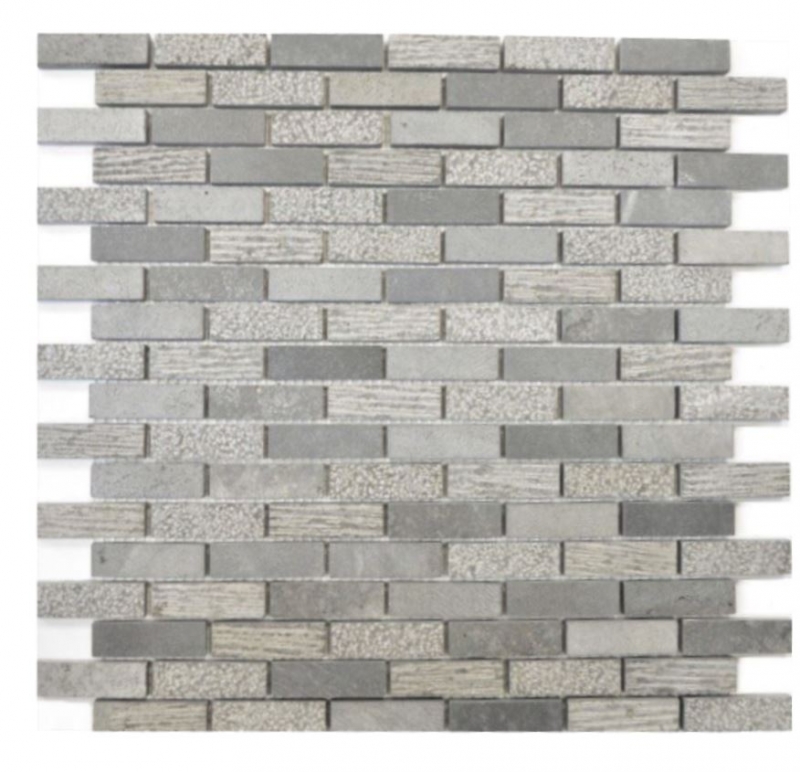 Mosaïque Carreau de marbre Pierre naturelle grise Brick Carving cement MOS40-B49_f
