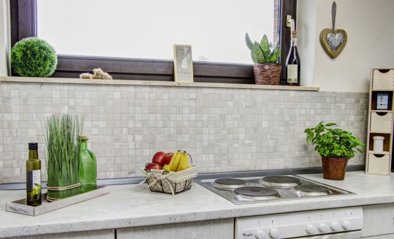 Mosaïque Marbre Pierre Naturelle Gris Rayures Cuisine Mur MOS42-0204_f